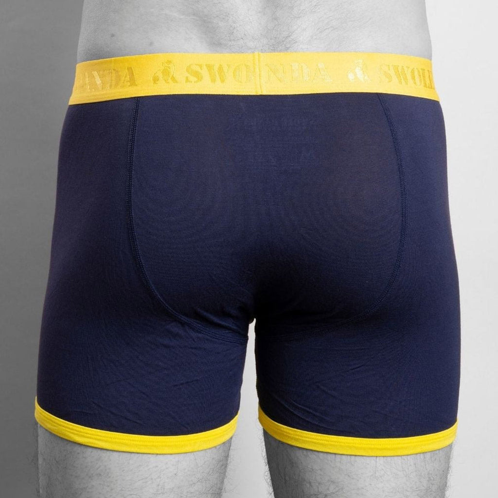 Navy & Yellow Band Bamboo-Viscose Boxers